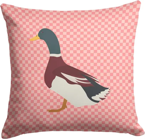 Vista 434 de Caroline's Treasures BB8163PW1414 Beltsville - Almohada decorativa de tela a cuadros pequeños, color blanco, pavo y gallina azul, lavable a máquina