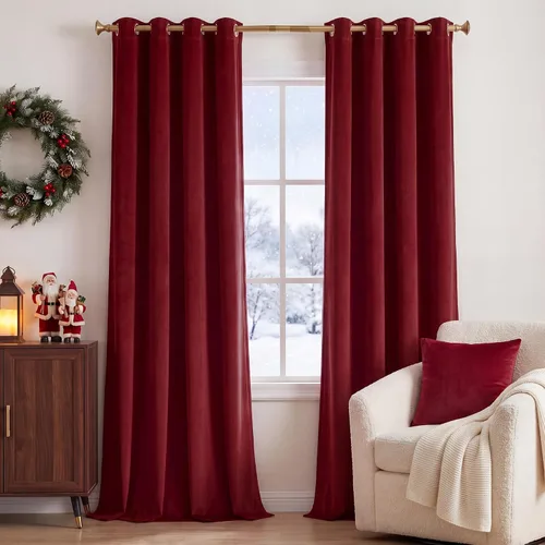 Vista 32 de StangH Cortinas de terciopelo gris de 84 pulgadas para oscurecer la habitación, con aislamiento térmico, cortinas gruesas y pesadas para sala