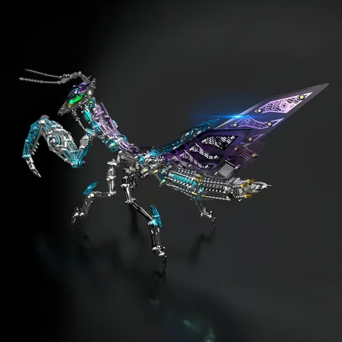 Vista 7 de Rompecabezas de metal 3D para adultos, conjunto de construcción de rompecabezas de Mantis, kit de modelo de metal 3D altamente difícil, rompecabezas