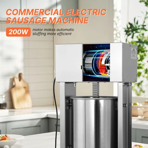 Vista 6 de Hakka 15L/30lb embutidor eléctrico de salchichas, máquina de llenado vertical comercial de salchichas de acero inoxidable