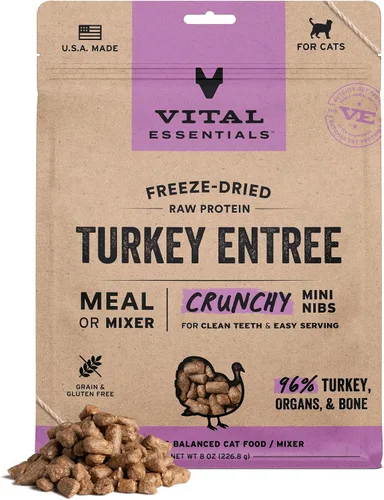 Vista 19 de Vital Essentials Alimento liofilizado para gatos, carne cruda y pollo crujientes Mini nibs Comida completa o cobertura 96% carne de res, pollo