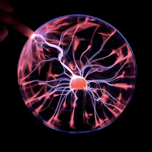 Vista 6 de Gresus Lámpara de bola de plasma mágica enchufable de 8 pulgadas, lámpara de plasma interactiva sensible al tacto y al sonido, globo de esfera