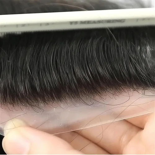 Vista 4 de ARINAL Pelucas para hombre Toupee 0.002 in piel ultra fina base PU postizo 8 x 10 pulgadas, prótesis de cabello humano masculino #1 negro azabache