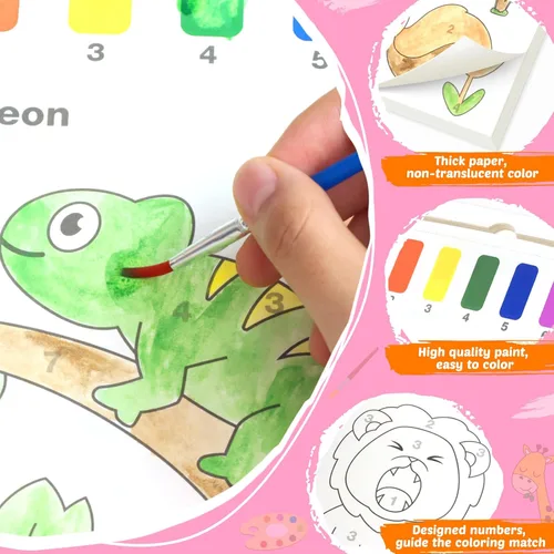 Vista 5 de Libros para Colorear con Pintura de Agua para Niños Pequeños, Juego de Pintura Acuarela Sin Desorden para Niños de 3, 4, 5, 6, 7, 8 años, Juguetes