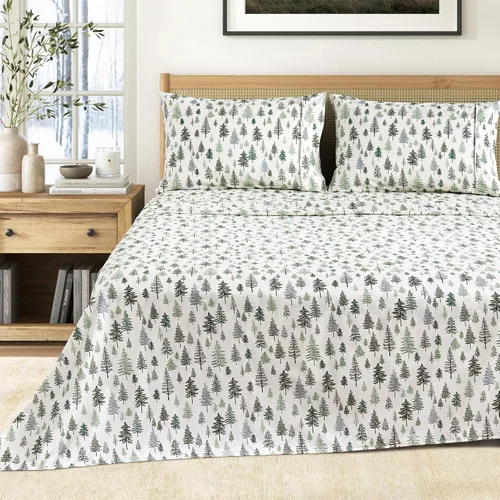 Vista 19 de Juego de sábanas de microfibra estampada de 3 piezas tamaño individual - Sábanas y fundas de almohada cepilladas ultra suaves - Resistentes a las 21