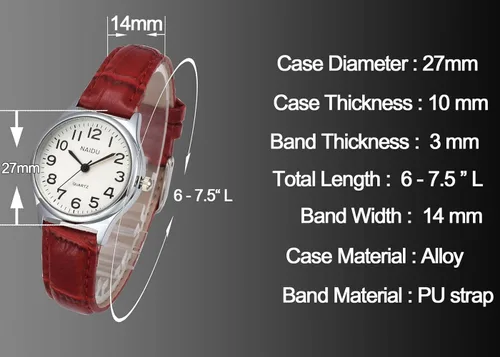 Vista 6 de MANIFO Reloj de pulsera analógico de cuarzo con números arábigos clásicos resistente al agua hasta 3 ATM