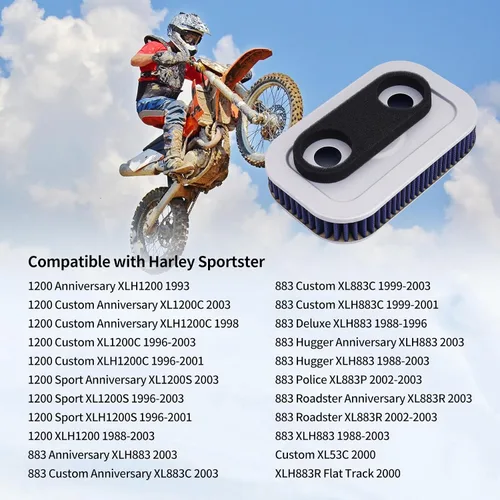 Vista 6 de Filtro de aire 29036-88B 29331-96 para Harley Sportster XLH1200 XL1200S XLH1200C XL883C XLH883C XLH883 XL883P XL883R XL53C XLH883R