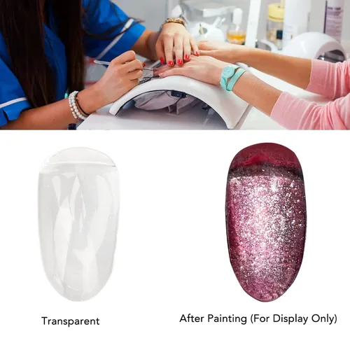 Vista 5 de Tarjeta de color de esmalte de uñas, tarjeta de color de uñas, palitos de uñas de vidrio transparente, puntas de visualización de color de arte