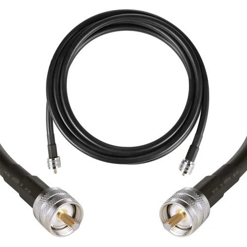 Vista 9 de Cable coaxial UHF CB de 1 pie – 2 unidades, KMR195 PL259 macho a macho, cable coaxial UHF de baja pérdida, cable coaxial CB para radio HAM, radio