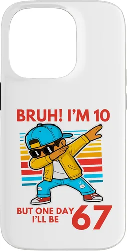 Vista 17 de Bruh I'm 10 But One-Day I'll Be 67 Retro 10th Birthday Kids Case for iPhone 17