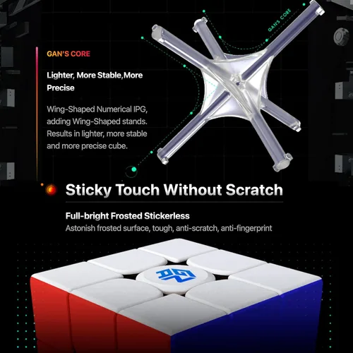 Vista 11 de GAN 356 M 3x3 Cubo magnético de velocidad, GAN Cube versión estándar con GE extra, cubo mágico de 3 x 3 x 3, sin adhesivo (ver. 2020)