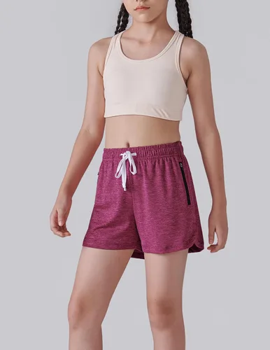 Vista 2 de Paquete de 4 pantalones cortos deportivos para niñas de 3 pulgadas, pantalones cortos de fútbol para niñas, ropa deportiva con bolsillos