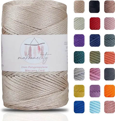 Vista 22 de Makromecity, Cordón de macramé de poliéster de 2 mm x 250 yardas (750 pies) Cordón de macramé de 2 mm de polipropileno para arte y manualidades