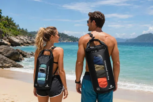 Vista 7 de Freegrace - Juego de 3 bolsas secas impermeables, bolsa seca con 2 cierres y correa de hombro desmontable; bolsa de cintura y funda para teléfono