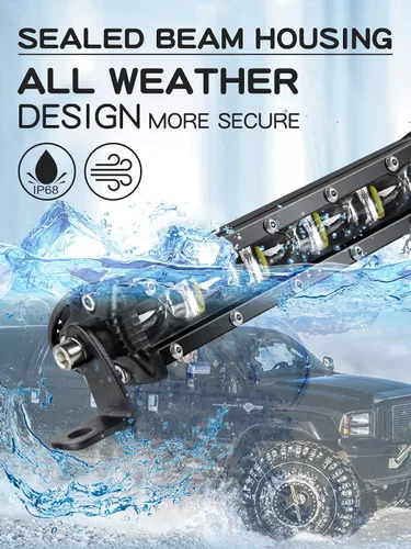 Vista 7 de Barra de luz LED MAYELLO de 17.8 cm, fila única, luz de trabajo, haz de conducción de 6D, luz antiniebla delgada para todoterreno, 12V, para camión