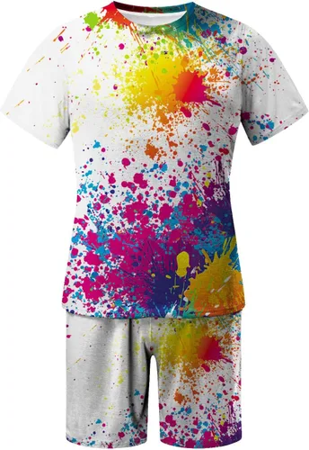 Vista 3 de Conjunto de 2 piezas de ropa deportiva de verano para hombre, diseño urbano 2023 para vacaciones, conjunto suelto casual y pantalones cortos