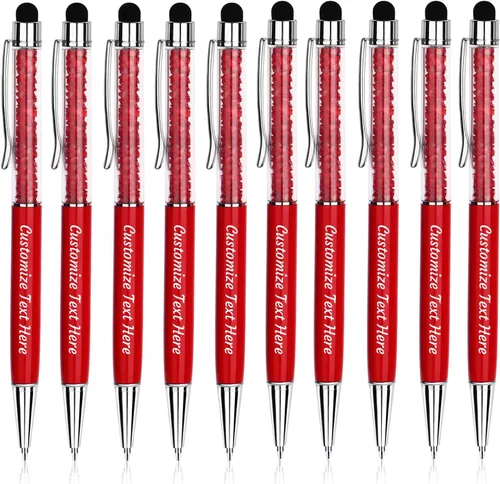 Vista 10 de Bolígrafos personalizados – Bolígrafos de cristal personalizados con tinta negra – Lápiz capacitivo personalizado a granel con tu nombre o masaje