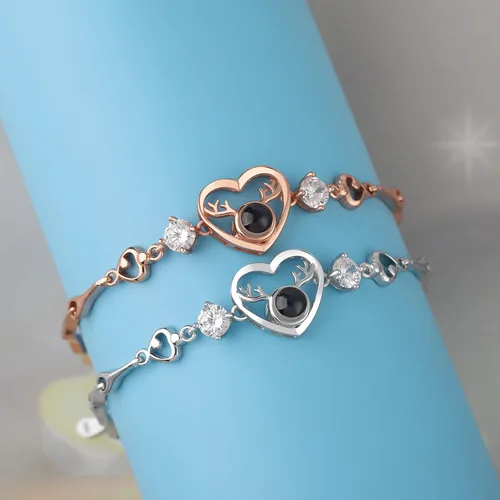 Vista 27 de Godchoices Pulsera de fotos personalizada, pulsera de proyección de fotos con imagen en el interior, collar con texto en inglés "I Love You