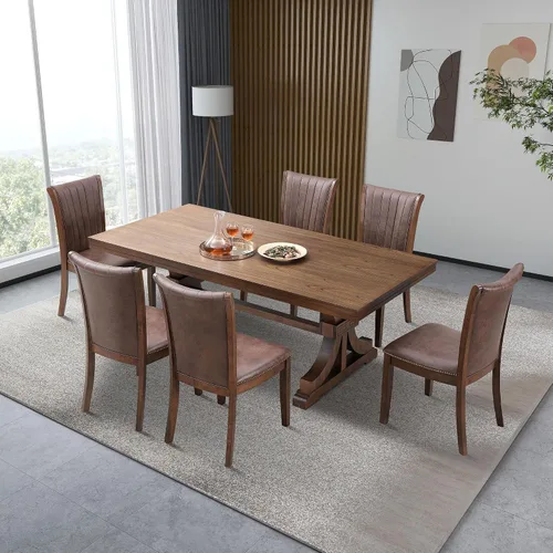 Vista 6 de Dining Chairs Set of 2, Modern Fabric Upholstered Kitchen Side Chairs with Open Back, Mid Century Farmhouse Wooden Chairs for Dining Room Table &