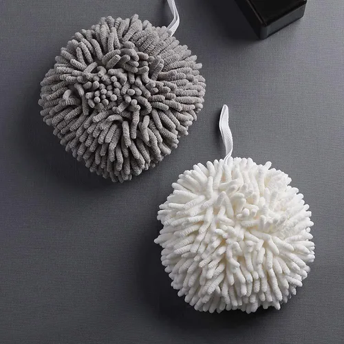 Vista 2 de Paquete de 2 toallas de mano de chenilla mullidas, toallas de baño de mano decorativas de microfibra para baño y cocina, toallas de bola suaves