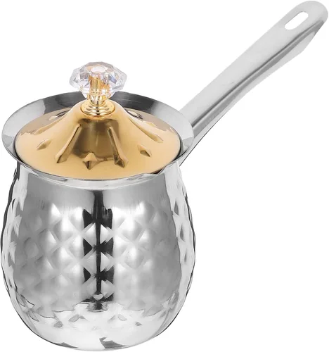 Vista 10 de CALLARON Calentador de cafetera turca de acero inoxidable con leche árabe Cezve Ibrik cafetera de 6.8 fl oz expreso decantador caldera con boquilla
