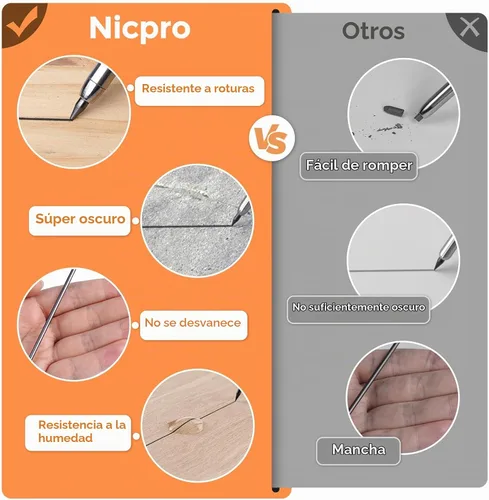Vista 5 de Nicpro 24 piezas de repuestos para lápices de carpintero de 0.110 in, color negro Break Resistant Leads for Construction Woodworking Pencils, Work