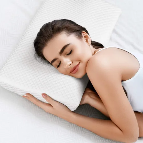 Vista 22 de ZAMAT Almohada de espuma viscoelástica para aliviar el dolor de cuello, almohada cervical ergonómica ajustable para dormir, almohada ortopédica