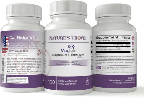 Vista 3 de Nature's Trove Suplemento de L-teanina de 200 mg y Magteína Suplemento L-treonato de magnesio 2000 mg - Paquete para dormir, calma y alivio