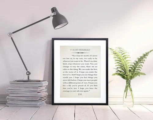 Vista 6 de F Scott Fitzgerald - Póster con cita del Gran Gatsby, arte de pared, cita literaria, cita literaria, regalo inspirador (5 x 7, marfil)