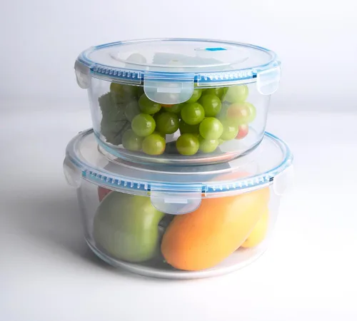 Vista 2 de Recipientes de vidrio de borosilicato templado grandes para almacenamiento de alimentos con tapas libres de BPA, [paquete de 2] Recipientes