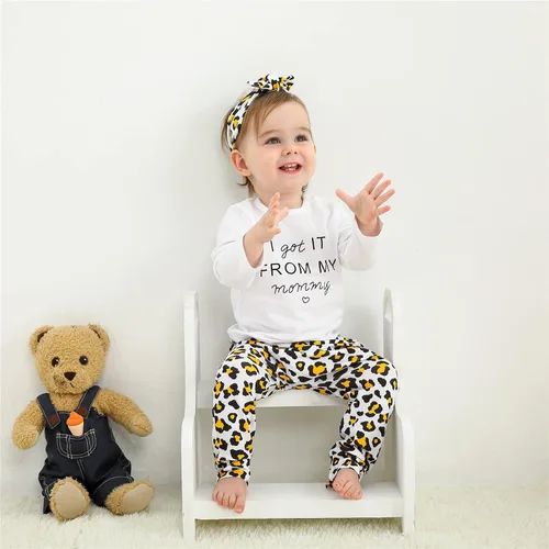 Vista 7 de KuKitty Conjunto de 3 piezas de camiseta de manga larga y pantalones de flores con diadema