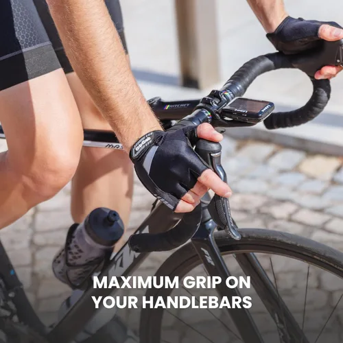 Vista 4 de GripGrab SuperGel - Guantes acolchados de medio dedo para ciclismo de verano, guantes de ciclismo para hombres, guantes de ciclismo sin dedos
