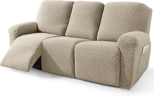 Vista 34 de ZNSAYOTX 2026 Funda elástica para sillón reclinable de 3 piezas (61 cm-94 cm) Fundas súper suaves para silla reclinable con bolsillo grande y lazos