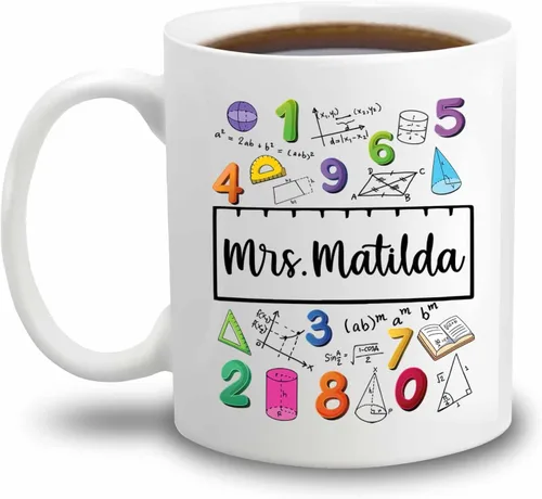 Vista 11 de Taza de cerámica blanca personalizada con nombre "A Day Without Math Is Like Just Kidding I Have No Idea", taza de café personalizada