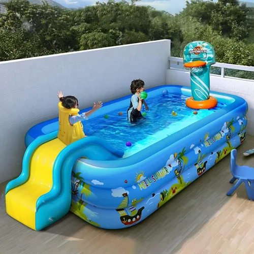 Vista 3 de con bomba inflable, piscinas familiares de tamaño completo, piscina inflable para niños, adultos, niños pequeños a partir de 3 años, al aire libre