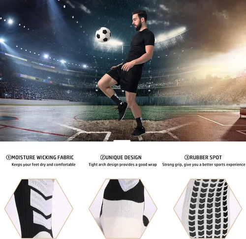 Vista 4 de Calcetines de fútbol - Pares antideslizantes para jóvenes y hombres - Calcetines atléticos para hospital, pilates y correr