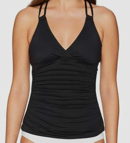 Vista 6 de La Blanca Traje de baño tankini con espalda cruzada y aros de Island Goddess para mujer