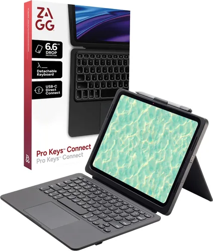 Vista 15 de ZAGG Pro Keys - Funda desmontable y teclado inalámbrico para Apple iPad de 10.2 pulgadas (Gen 9, 8, 7) - Emparejamiento Bluetooth, teclas