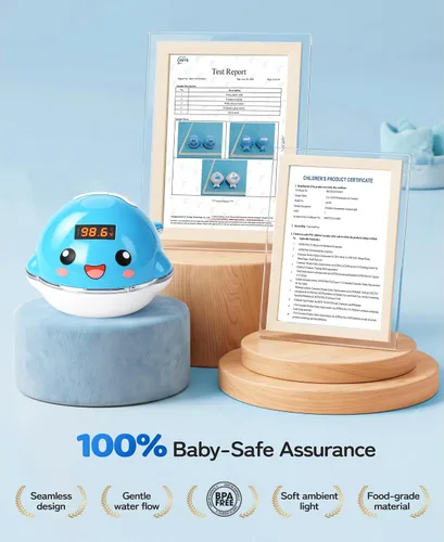 Vista 9 de Pircaath Juguete de aspersor de baño iluminado para bebé de 0 a 36 meses Azul claro