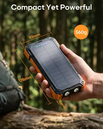 Vista 7 de BigBlue Banco de energía solar de 20,000 mAh con 4 cables incorporados, 20