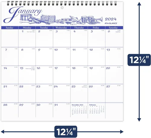 Vista 4 de AT-A-GLANCE Calendario de pared 2024, 12 x 12 pulgadas, mediano, mensual, edición de ilustrador (G10001724)