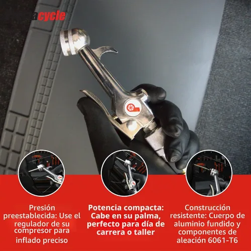 Vista 4 de Prestacycle Prestaflator Mini Pro, cabezal de inflado de neumáticos de bicicleta, válvula de bomba de aire de bicicleta, herramienta Presta
