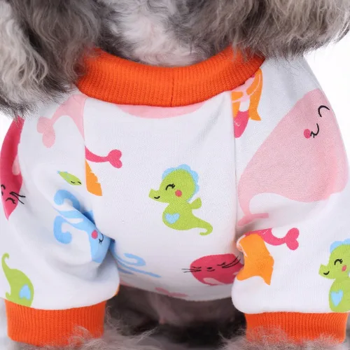 Vista 2 de s-lifeeling Disfraces de perro para chamarra para interiores y exteriores Mermaid Patrón cómodo cachorro pijamas suave perro Jumpsuit Camisa mejor