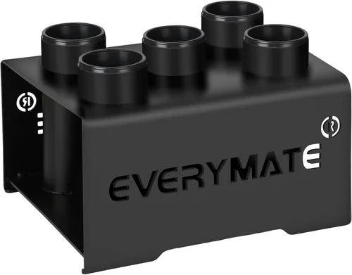 Vista 8 de EVERYMATE Vertical Barbell Rack - Heavy-Duty Steel Organizer, Barbell Holder Floor Stand, Fits 2" Olympic Bars with Scratch-Resistant Inserts