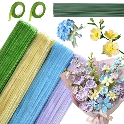 Vista 11 de Pipe Cleaners Bulk 422PCS Flower Kit, 12 Inch Chenille Stems for Crafts Verde (WLBGreen)