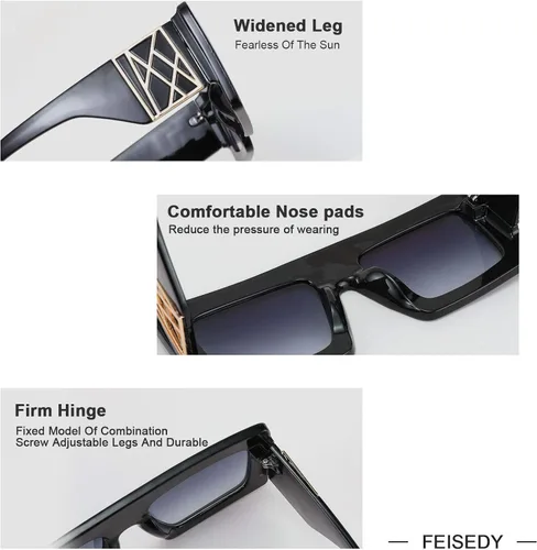 Vista 4 de FEISEDY Vintage Gran Marco Cuadrado Gafas de sol de lujo mujeres Sombras ampliar B4025