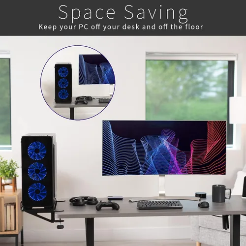 Vista 8 de VIVO Soporte extensor de escritorio para PC con opción de montaje en pared, soporte estándar y grande para computadora de juegos, ajustable