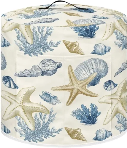 Vista 15 de Suobstales Cubierta para aparato con estampado de estrellas de mar de playa, cubierta antipolvo, funda portátil para olla a presión con bolsillo