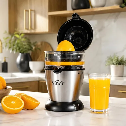 Vista 6 de Vinci Exprimidor Eléctrico de Cítricos Manos Libres, Máquina Exprimidora de 1 Botón, Exprimidor de Naranja Lima Pomelo Limón, Exprimidor de Naranja