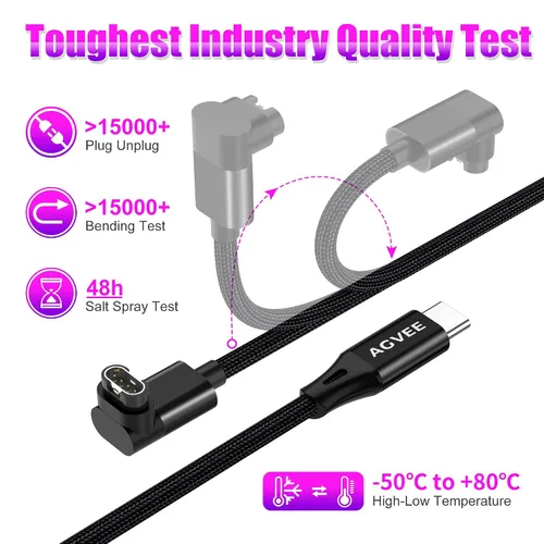 Vista 6 de AGVEE Cargador de reloj Garmin USB-C de 1.5 pies, cable de carga en forma de L Para enfoque, BarkLimiter, D2, Enduro, Epix, Fenix, Precursor